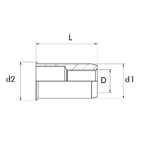 TUERCA REMACHABLE LISA BRALO INOX CABEZA ANCHA BAJA FONDO ABIERTO MINICAJA